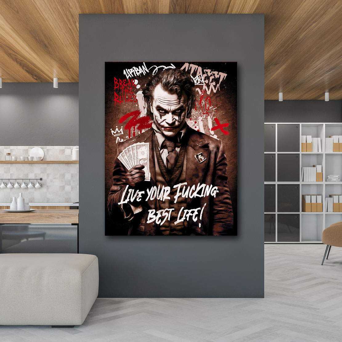 Pop Art Leinwandbild Joker Fucking best Life Retro Style
