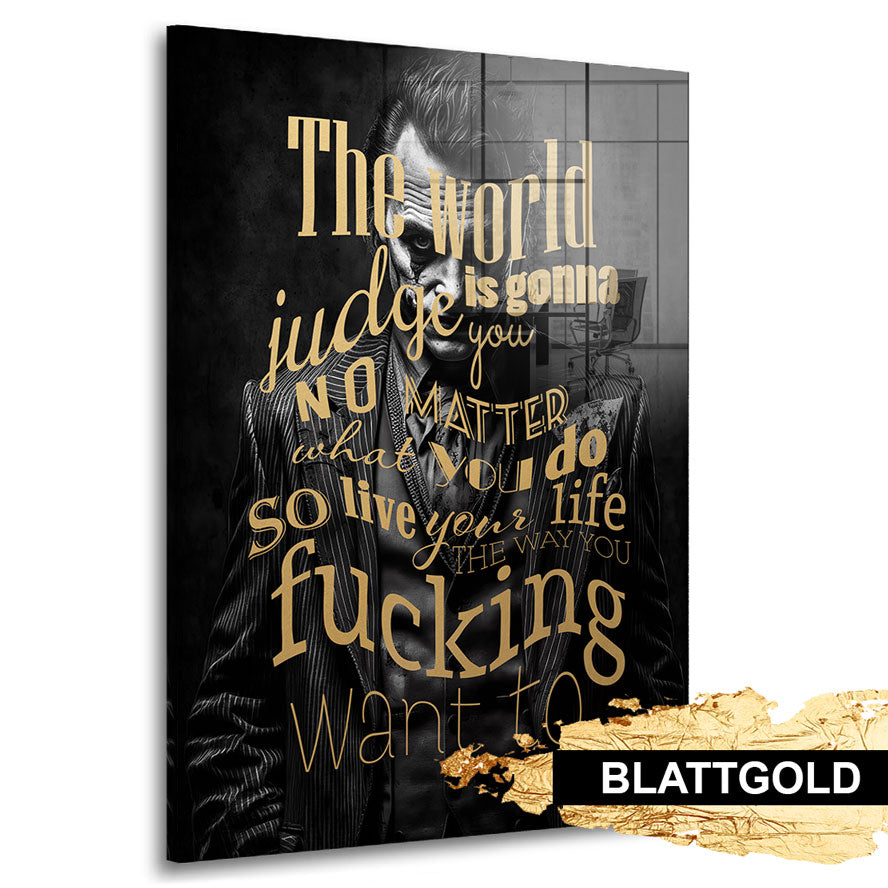 Blattgold Wandbild Joker World Liquid