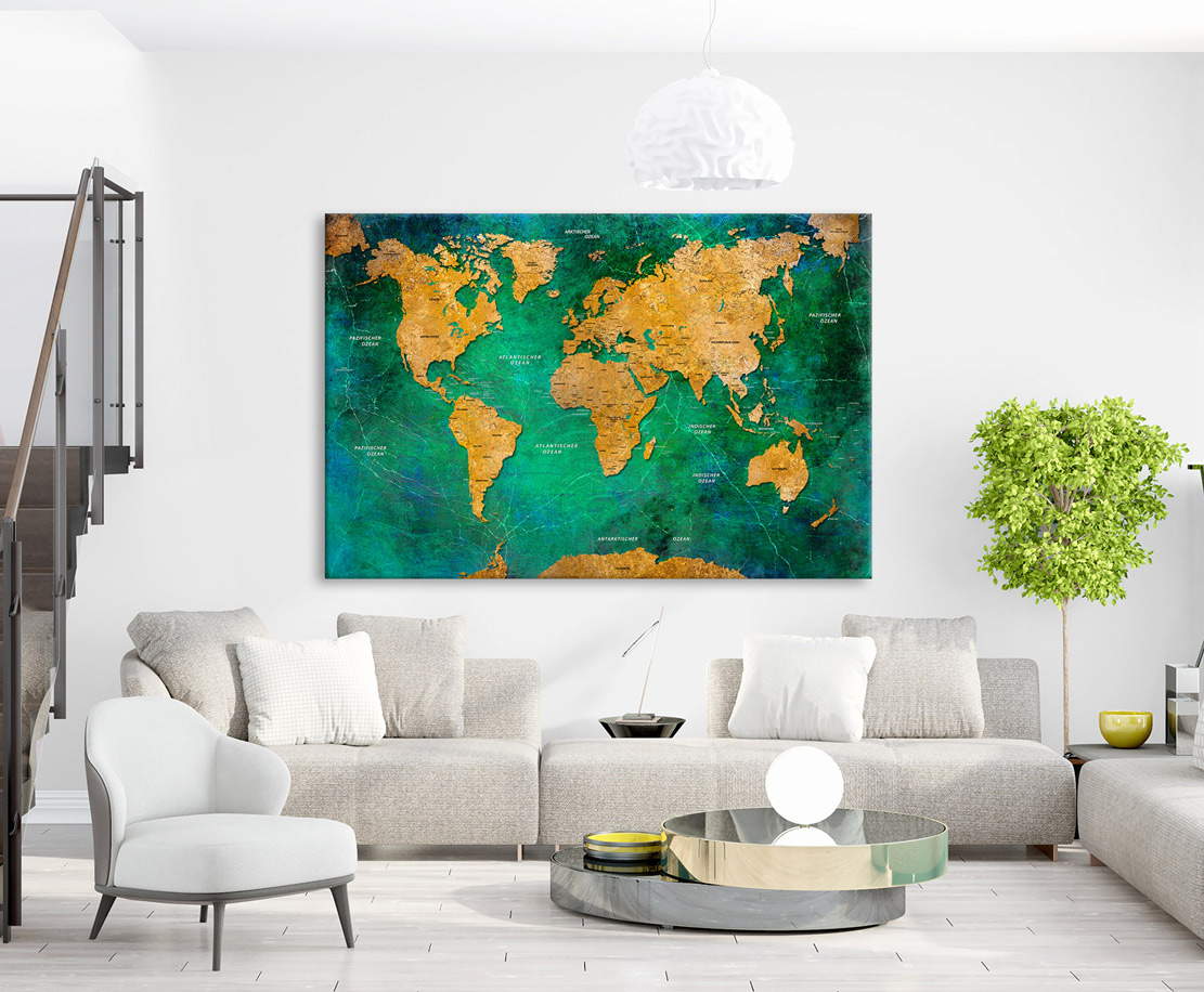 Wandbild Leinwandbild Weltkarte Ocean Green