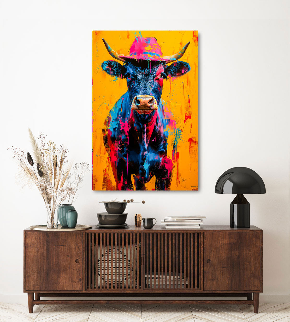 Wandbild Pop Art Kuh