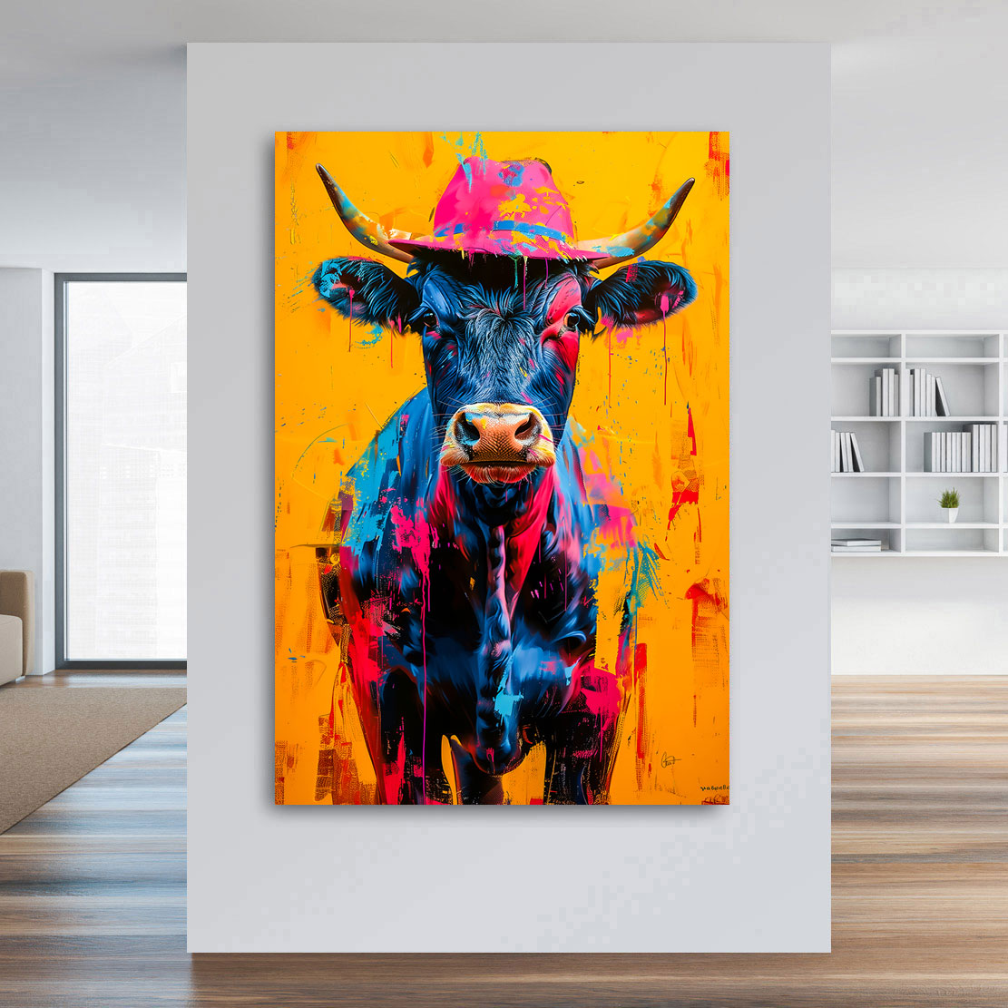 Wandbild Pop Art Kuh