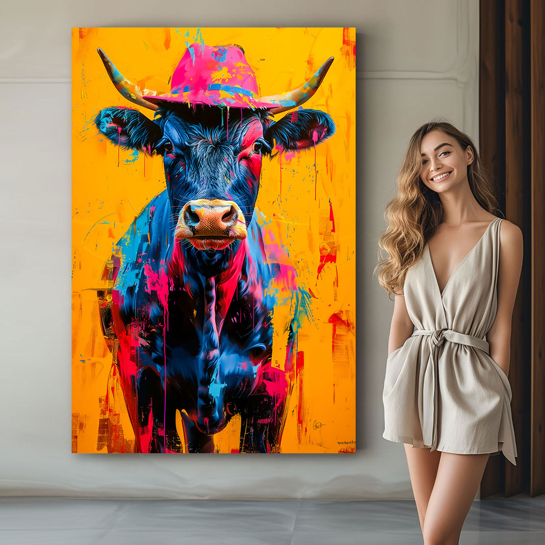 Wandbild Pop Art Kuh