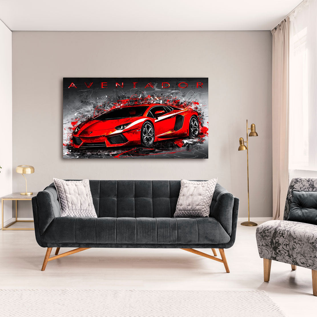 Leinwandbild Lamborghini Aventador Abstrakt Red