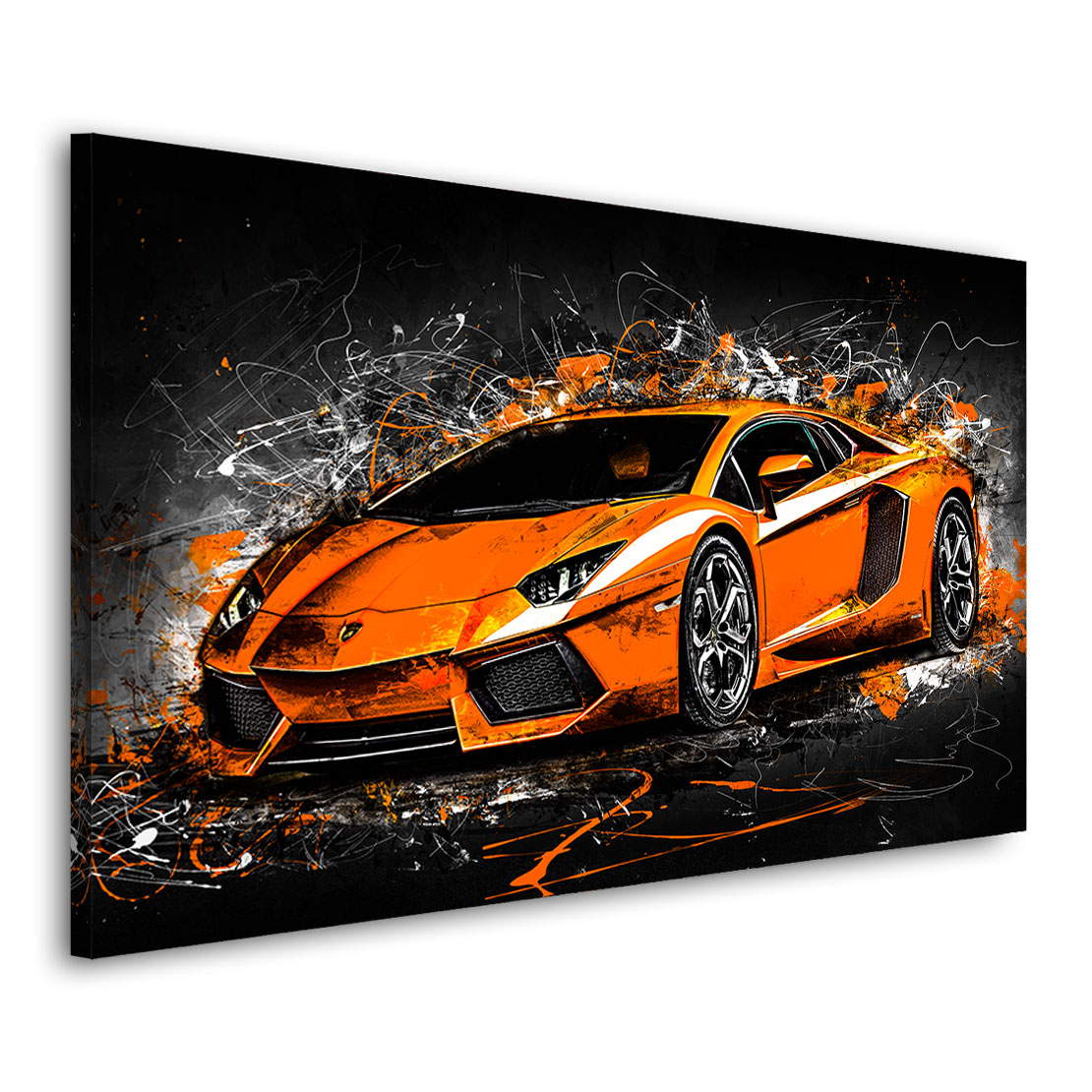 Auto Leinwandbild Lamborghini Abstrakt Orange