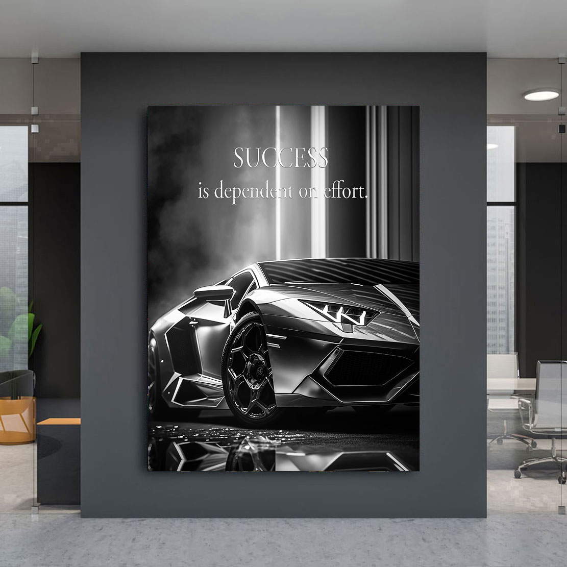 Motivations Leinwandbild Success Car Black Style