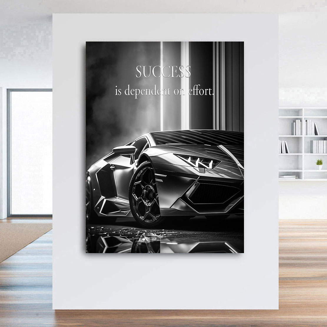 Motivations Leinwandbild Success Car Black Style