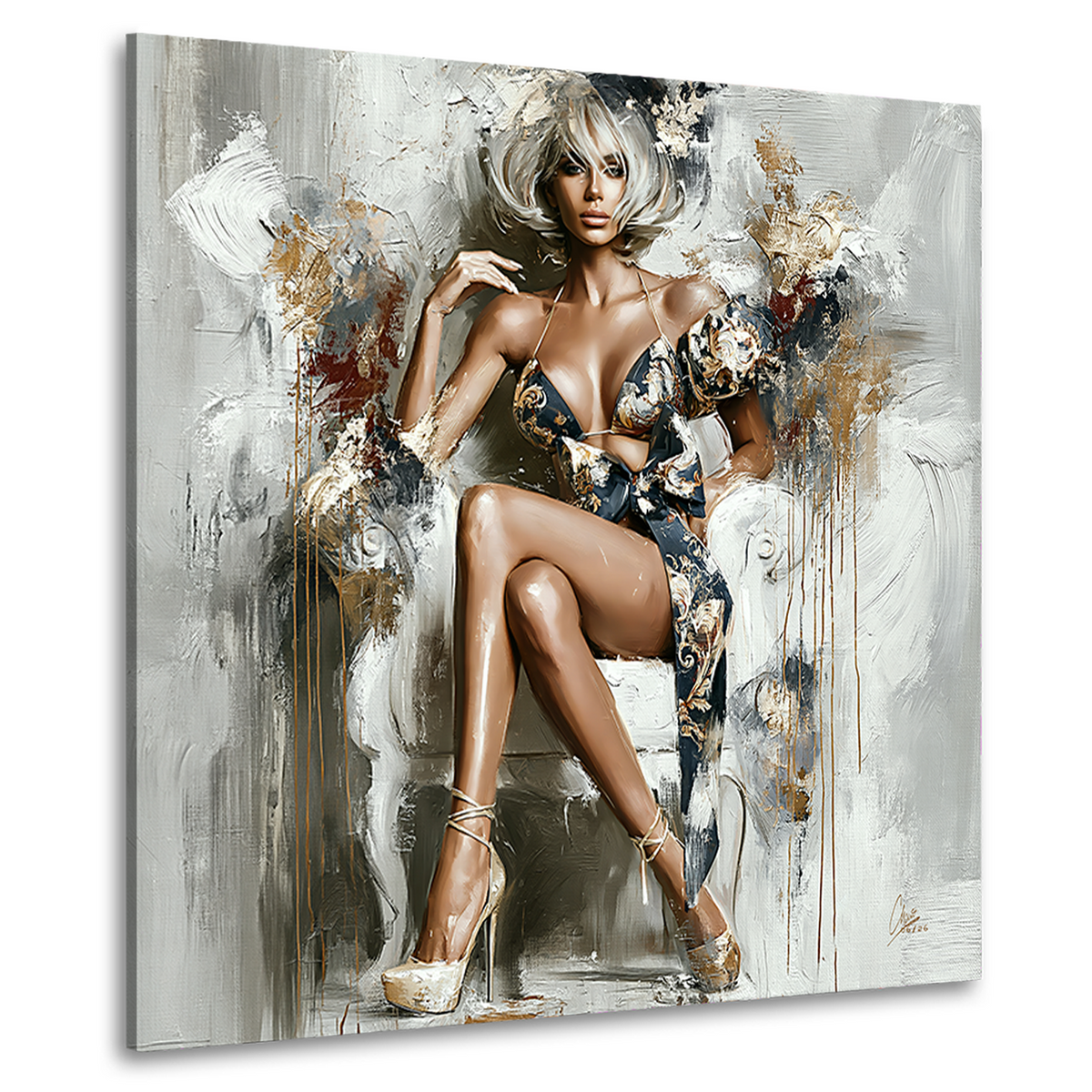 Golden Fashion Diva Wandbild