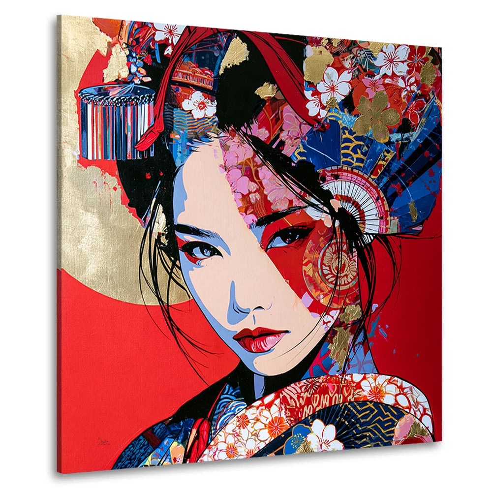 Geisha Red Blossom Wandbild