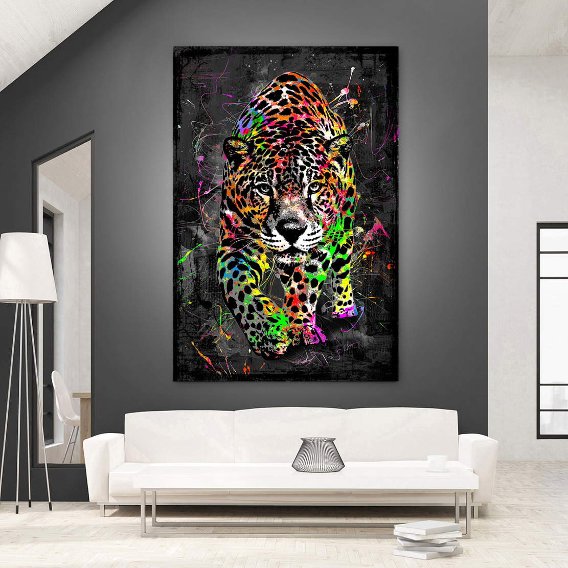 Wandbild Leinwandbild Leopard Abstrakt Color