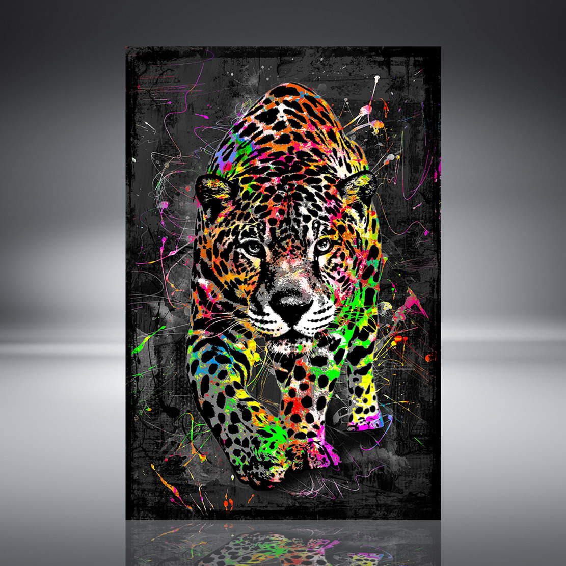 Wandbild Leinwandbild Leopard Abstrakt Color