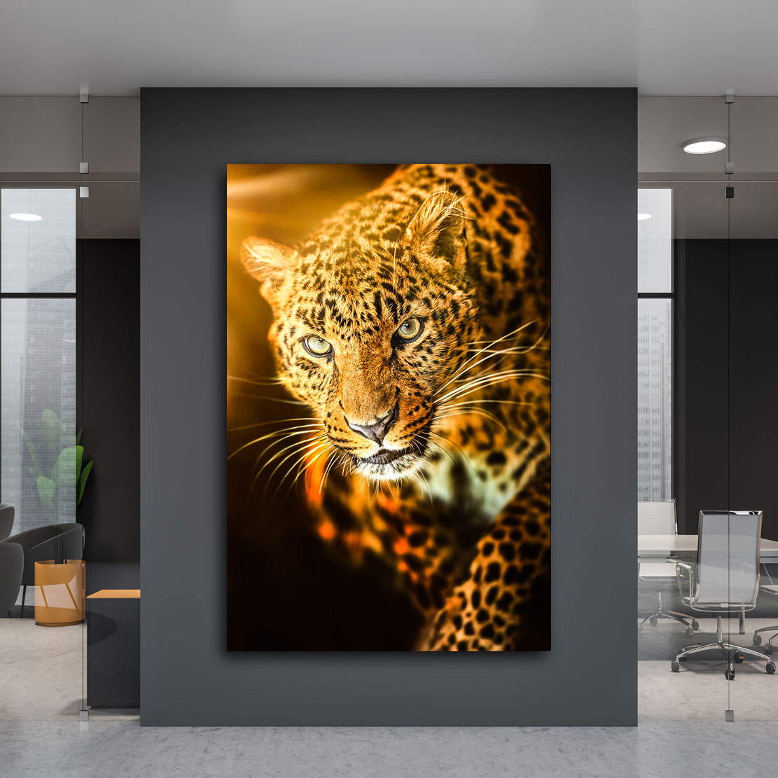 Wandbild Leinwandbild Leopard Sunset Style