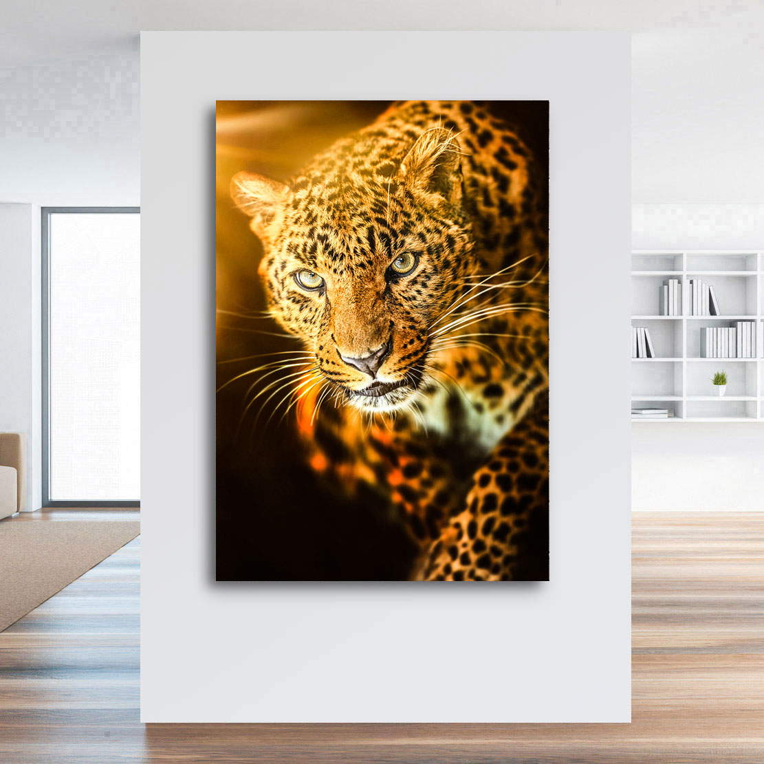 Wandbild Leinwandbild Leopard Sunset Style