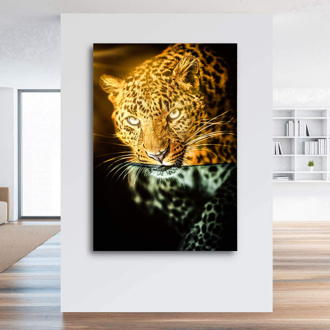 Wandbild Leinwandbild Leopard unter Wasser