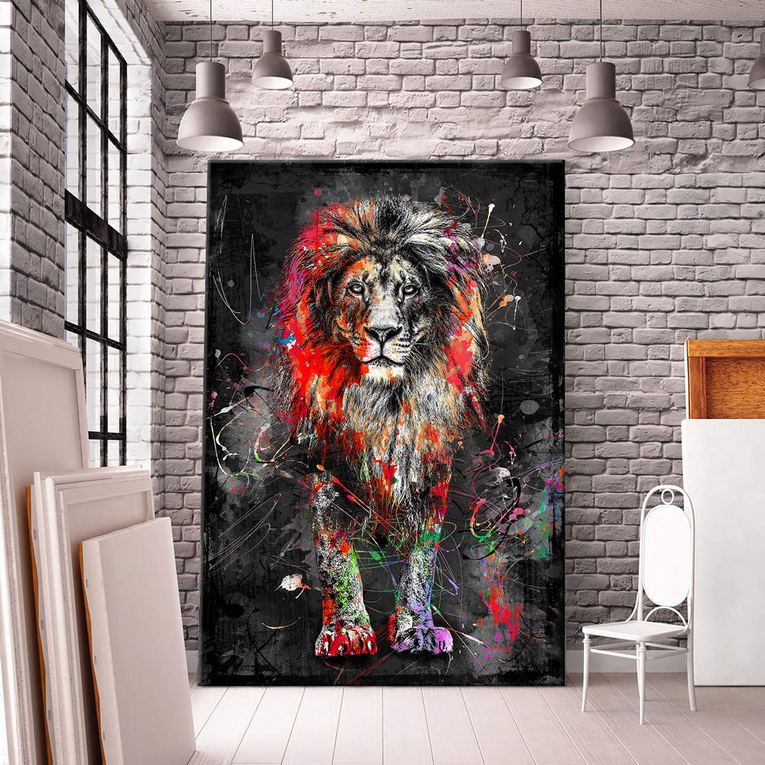 Wandbild Leinwandbild Löwe Pop Art