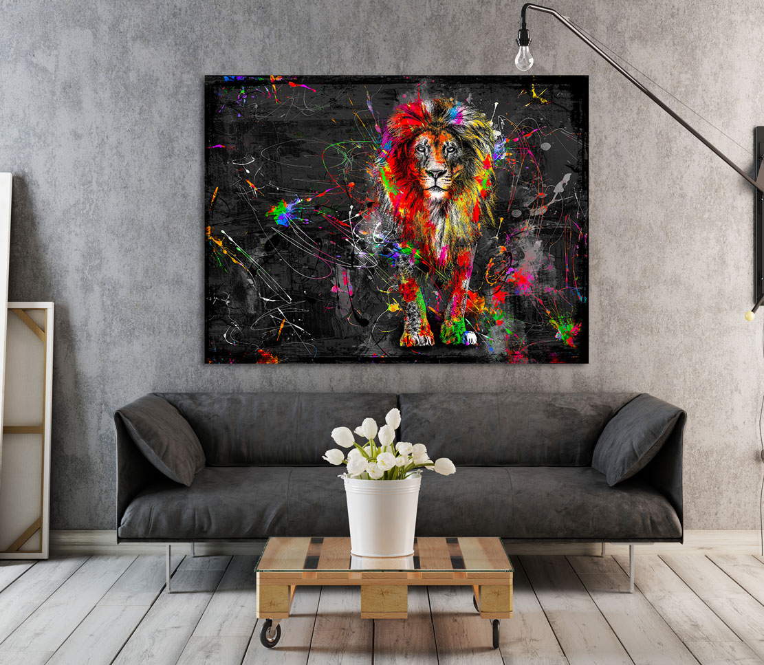 Wandbild Leinwandbild Löwe Abstrakt Paint