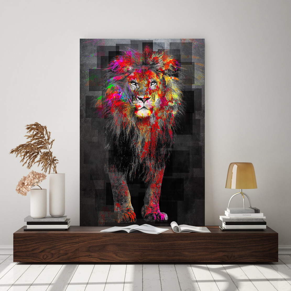 Wandbild Leinwandbild LÃ¶we Mosaik
