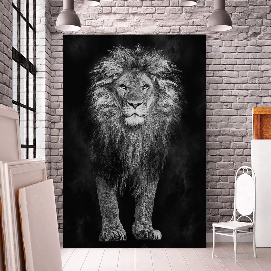 Wandbild Leinwandbild LÃ¶we Black and White