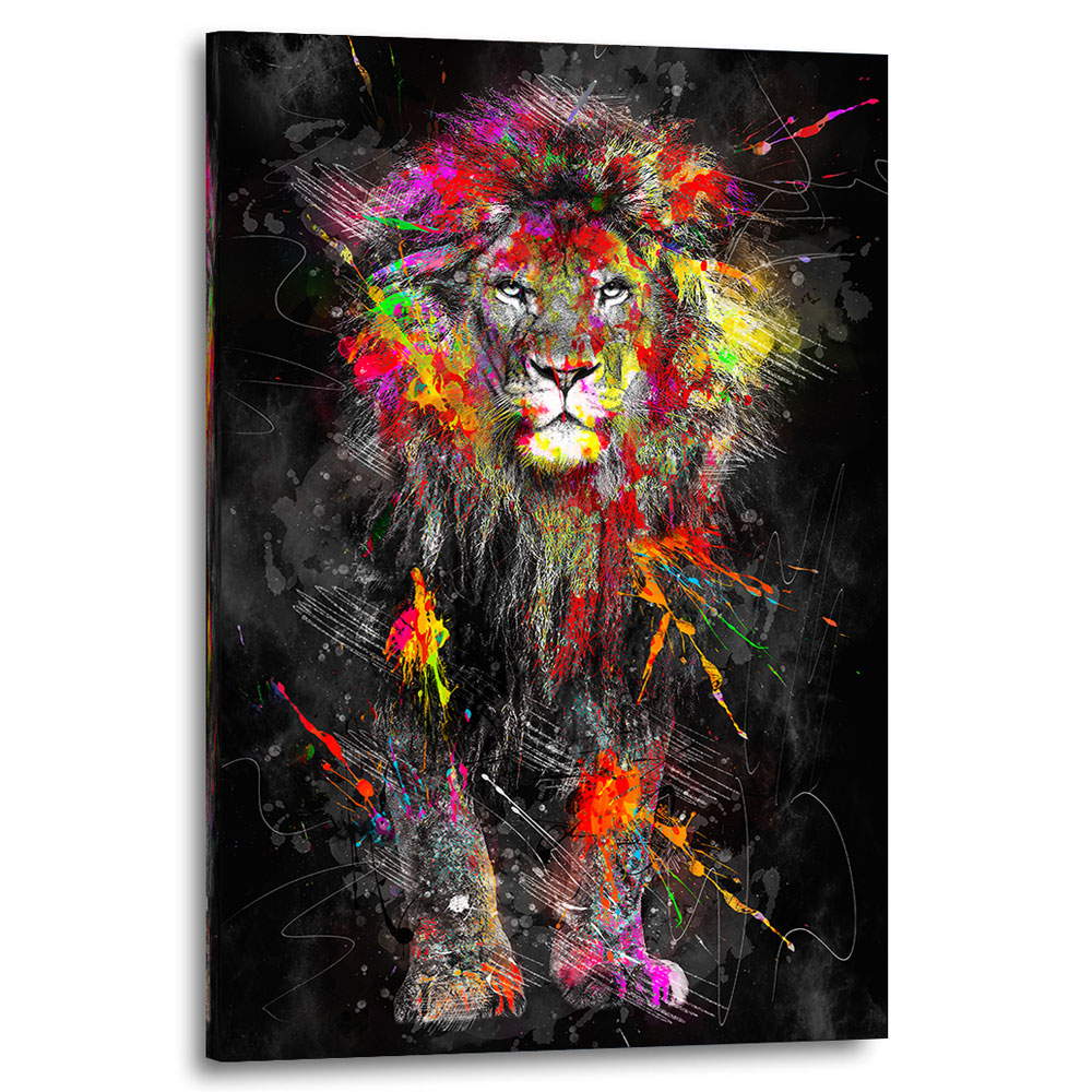 Wandbild Leinwandbild LÃ¶we Paint Splatter