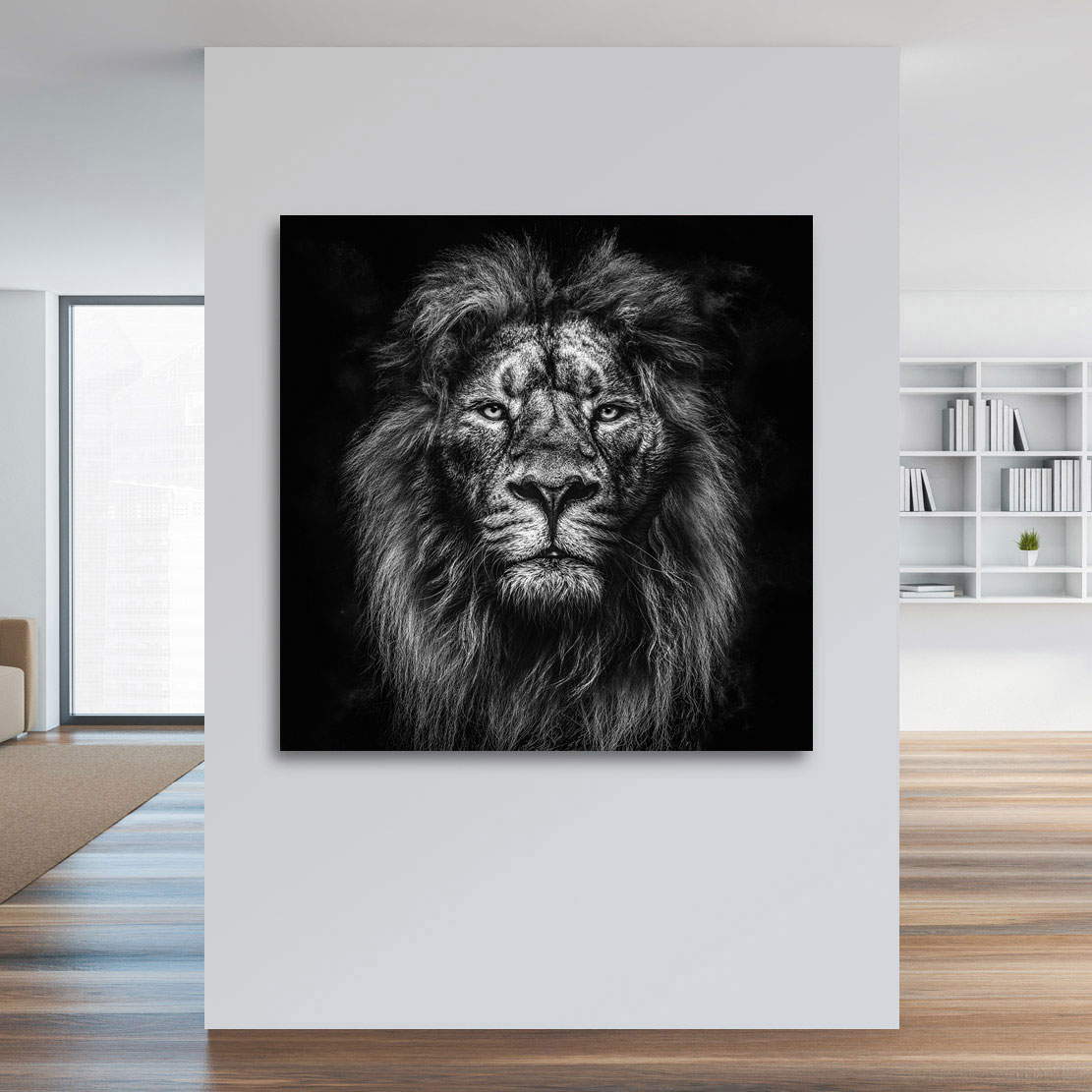 Wandbild Leinwandbild LÃ¶we schwarz weiss