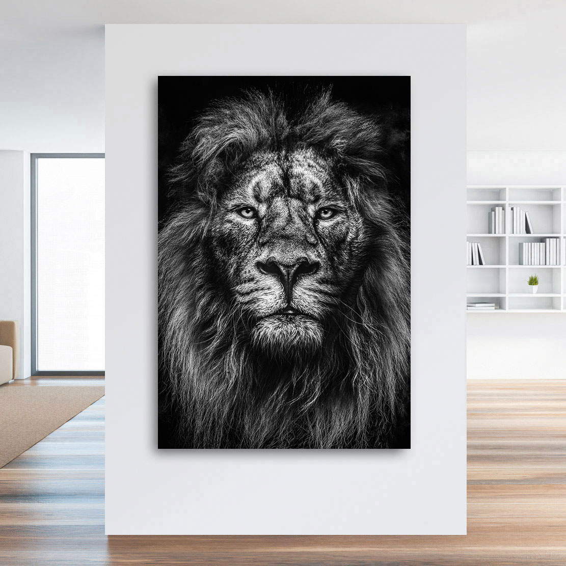 Wandbild Leinwandbild LÃ¶we Modern schwarz weiss