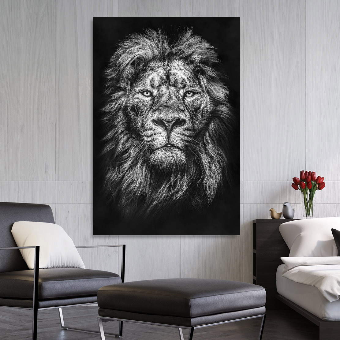 Wandbild Löwe Dark Face