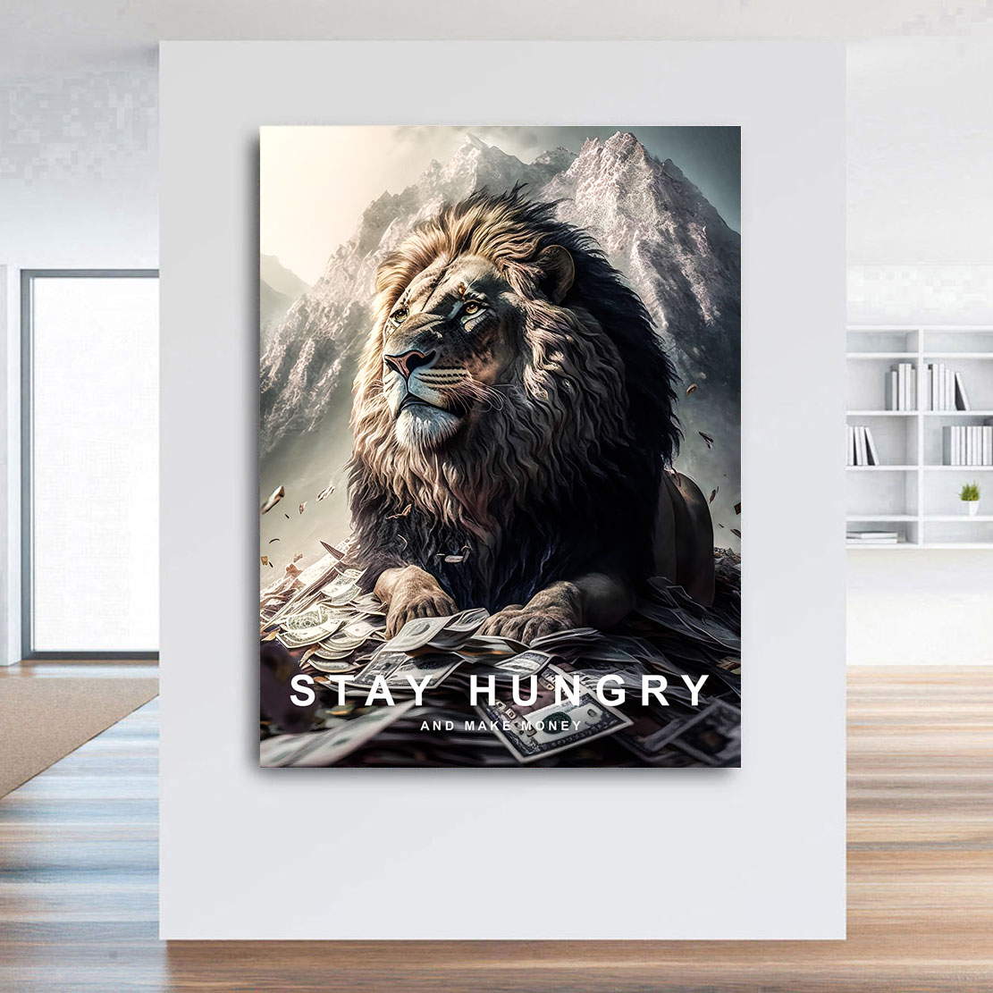 Motivations Leinwandbild Hungry Lion