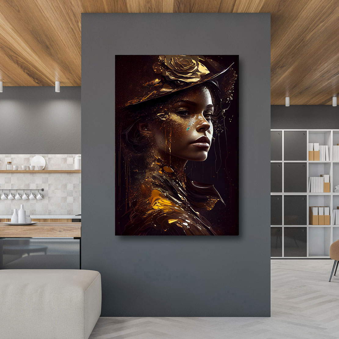 Leinwandbild African Woman Gold Style