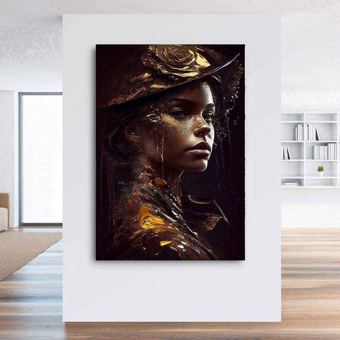 Leinwandbild African Woman Gold Style
