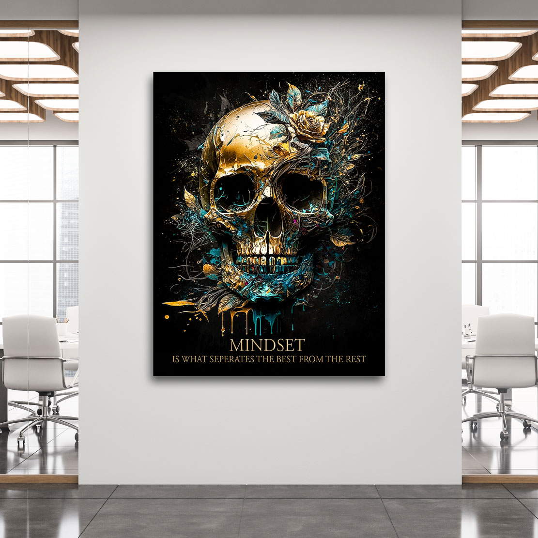 Motivations Lifestyle Leinwandbild Mindset Totenkopf