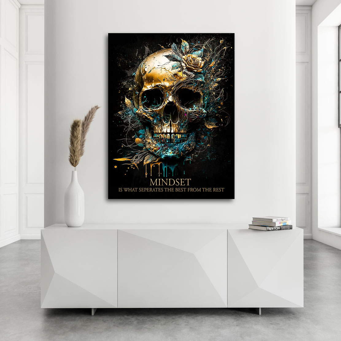 Motivations Lifestyle Leinwandbild Mindset Totenkopf