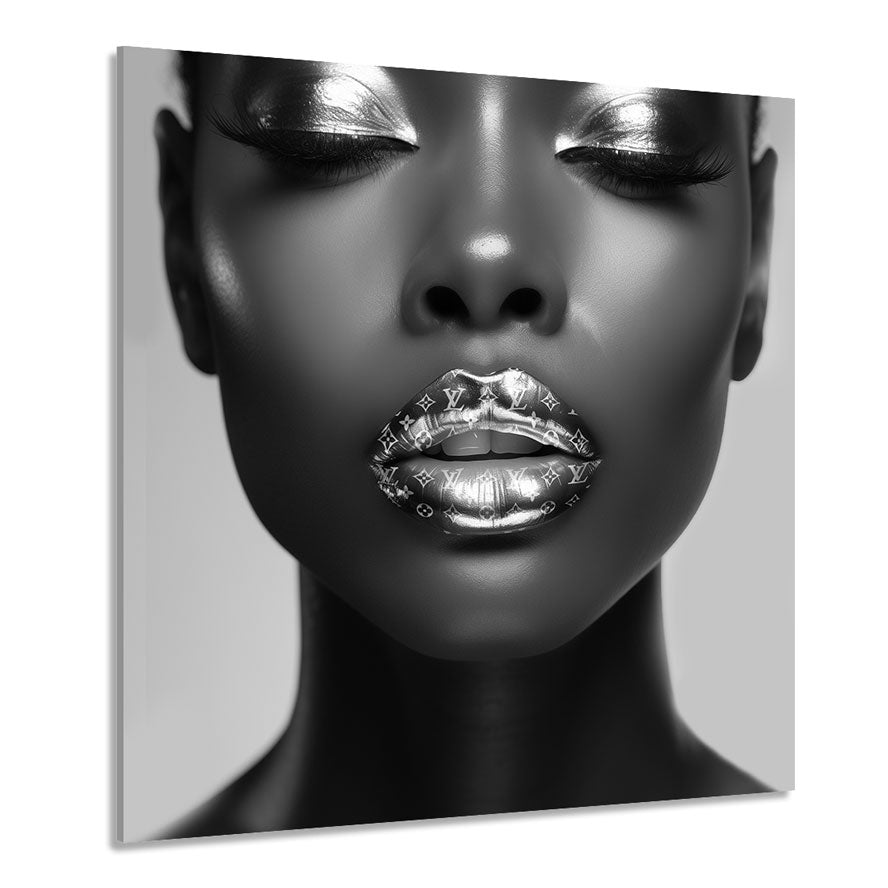 Lifestyle Wandbild Vuitton Lips Black and White