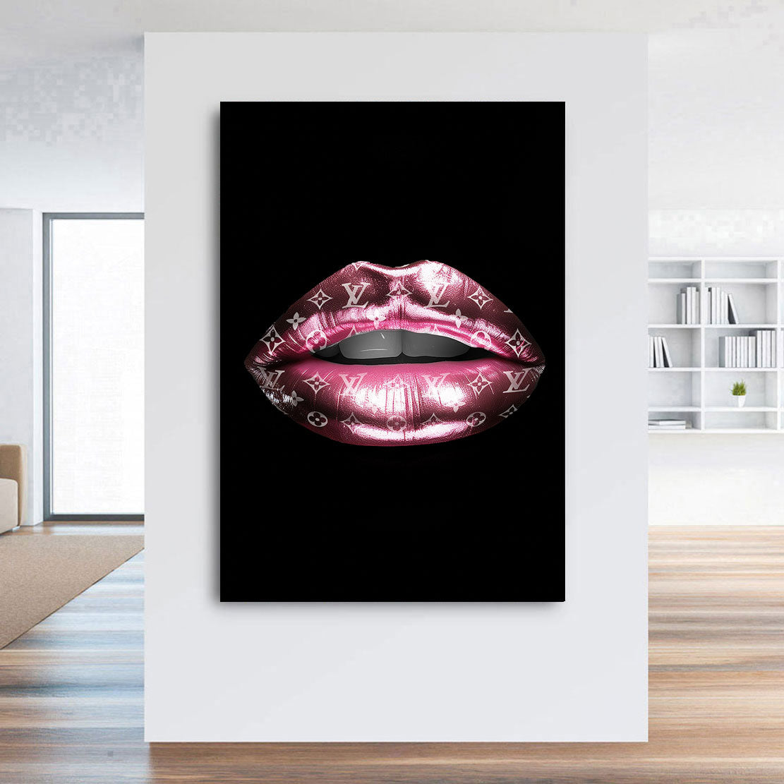 Erotisches Louis Lippen Wandbild Black Style