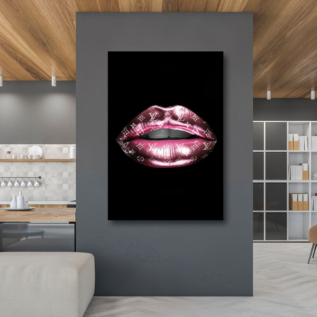Erotisches Louis Lippen Wandbild Black Style