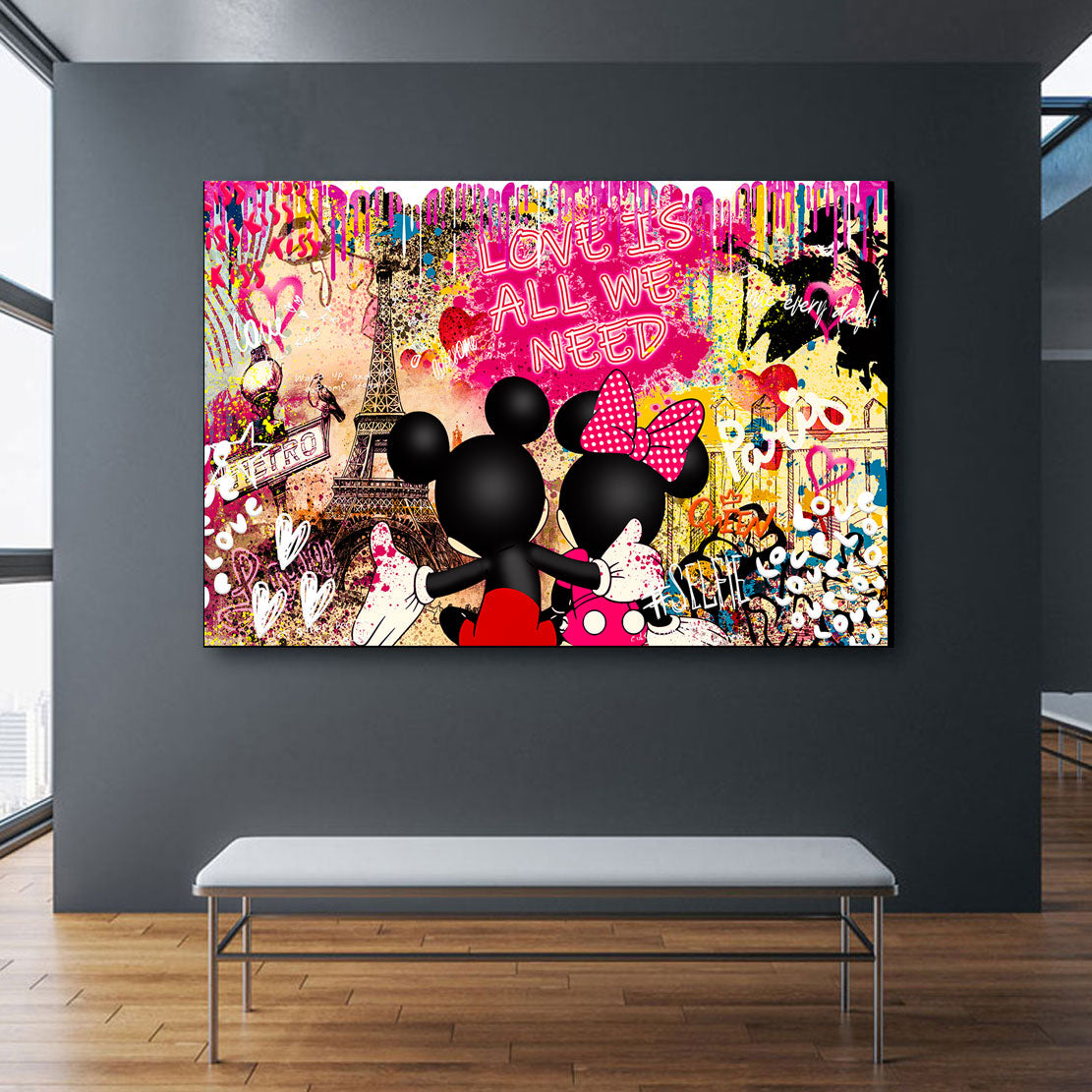 Wandbild Leinwandbild Mickey Love is all