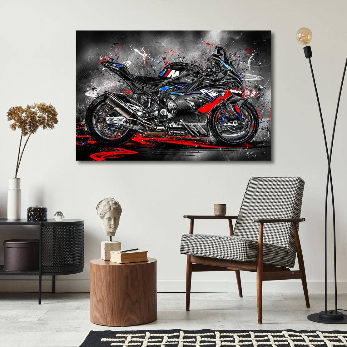 Motorrad Wandbild BMW M1000RR Abstrakt Dark Style