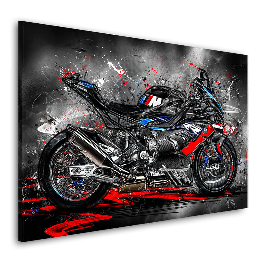 Motorrad Wandbild BMW M1000RR Abstrakt Dark Style