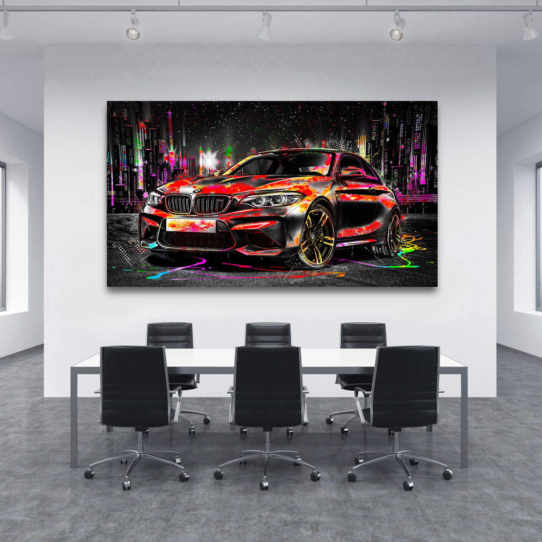 Auto Leinwandbild BMW M2 Pop Art Style