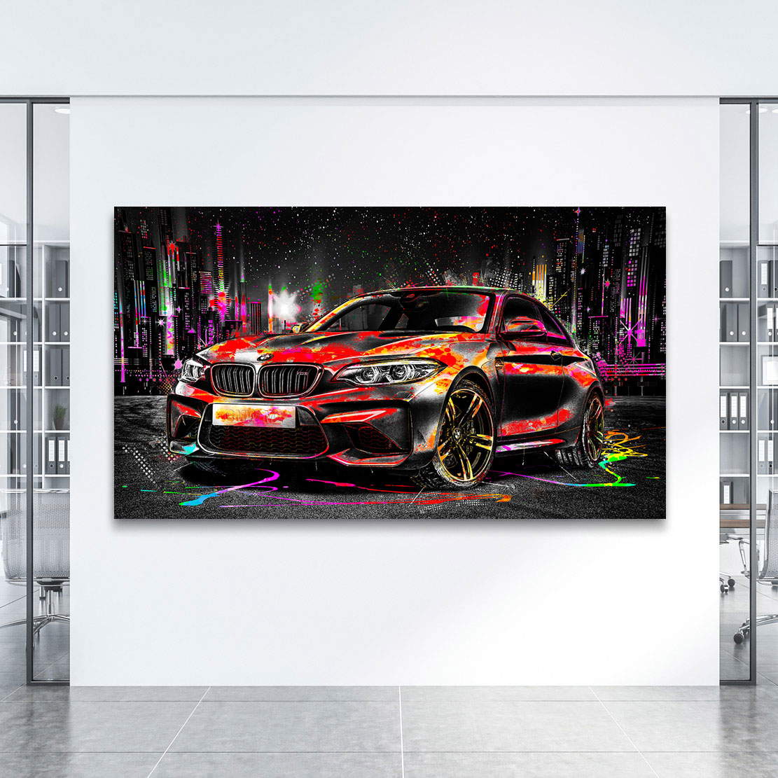 Auto Leinwandbild BMW M2 Pop Art Style