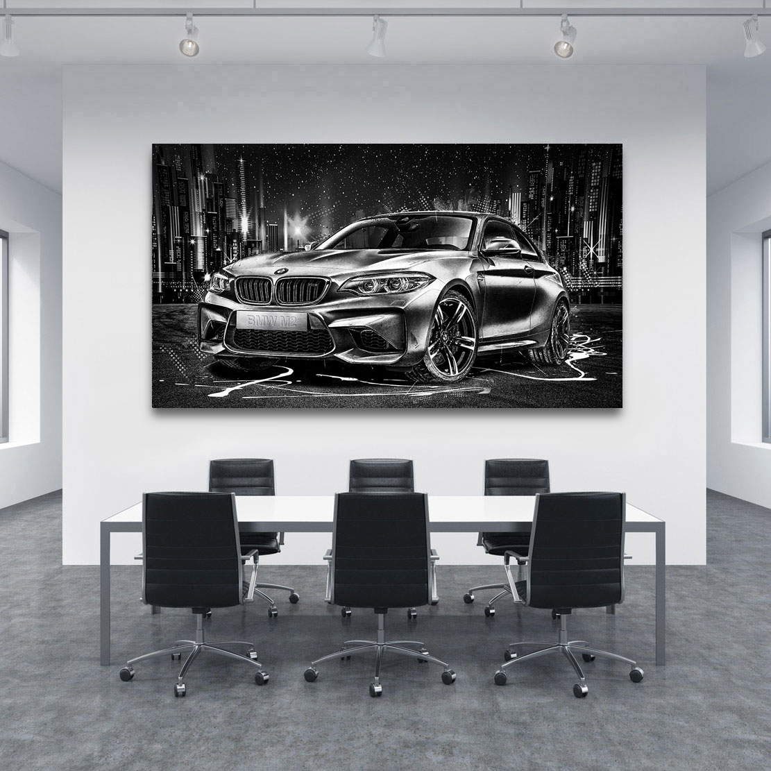 Auto Leinwandbild BMW M2 Black and White