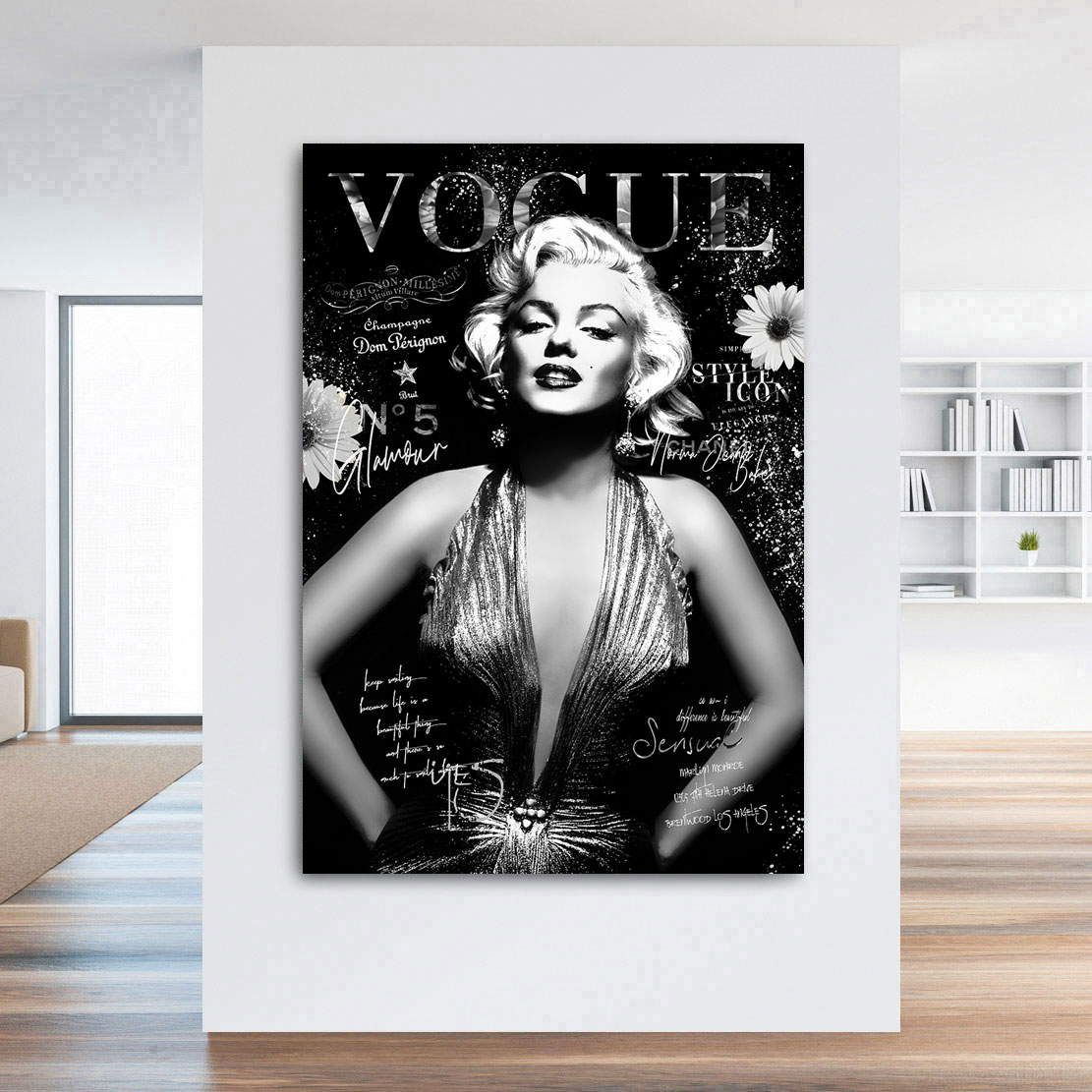 Wandbild Leinwandbild Marilyn Monroe Vogue Black and White