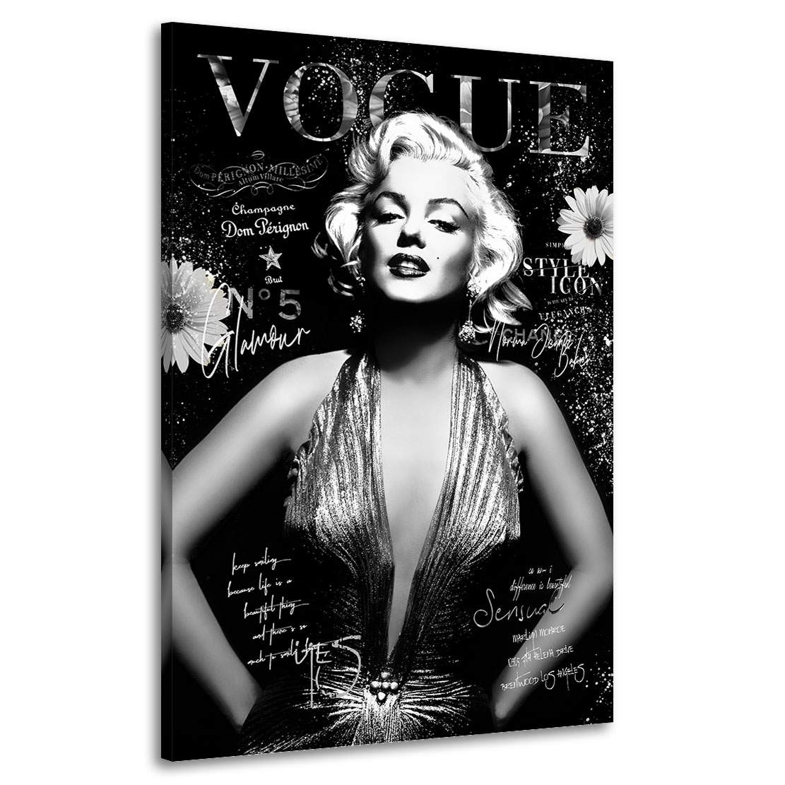 Wandbild Leinwandbild Marilyn Monroe Vogue Black and White