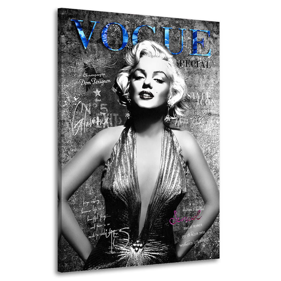 Wandbild Leinwandbild Marilyn Monroe Silver Style