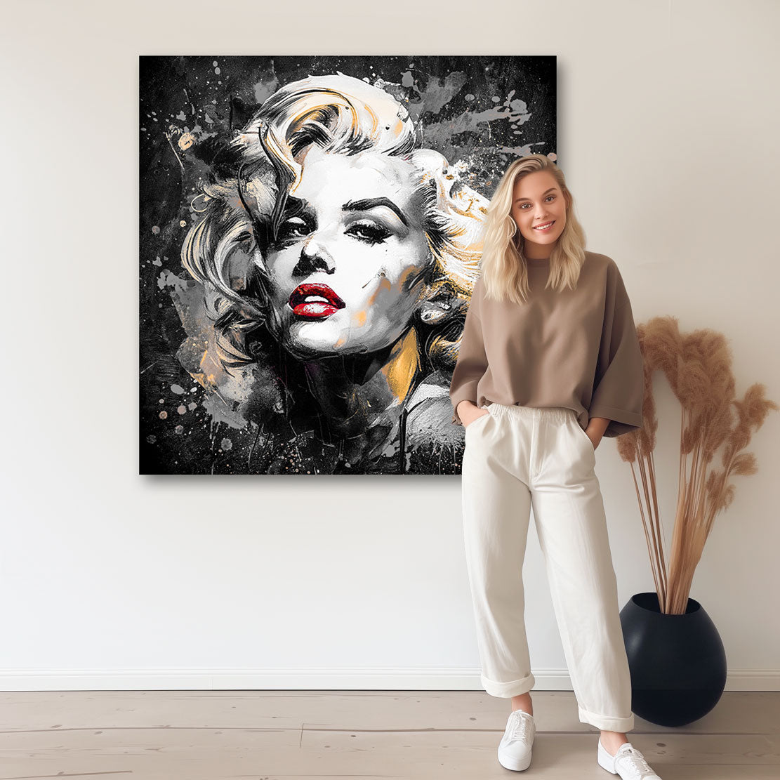 Leinwandbild Marilyn Monroe Abstrakt Black Style