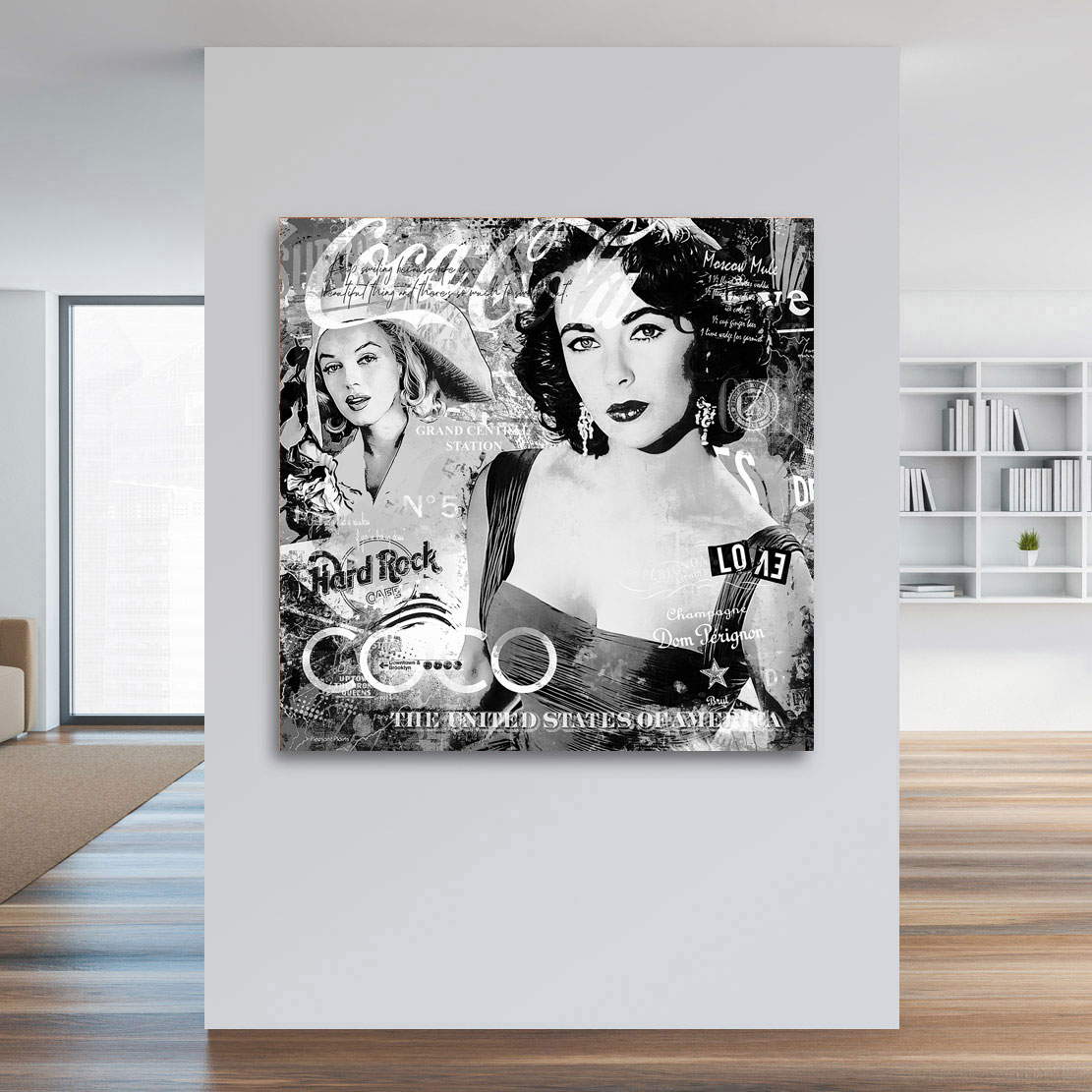 Wandbild Leinwandbild Liz & Marilyn Black and White