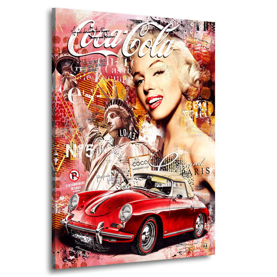 Leinwandbild Marilyn Monroe Porsche Pop Art Coke