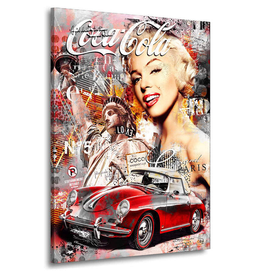 Leinwandbild Marilyn Monroe Porsche Pop Art