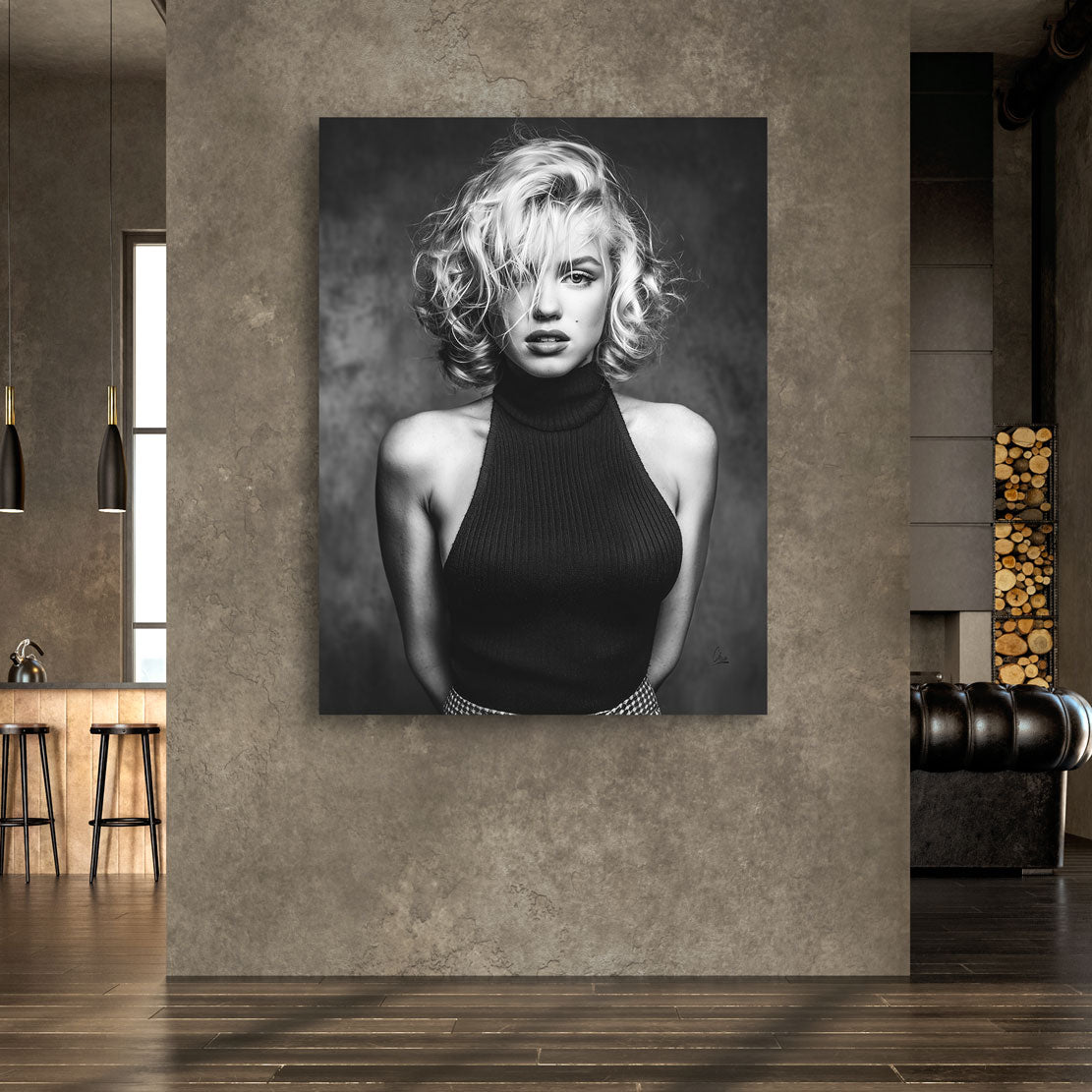 Marilyn Monroe Portrait Eleganced Wandbild