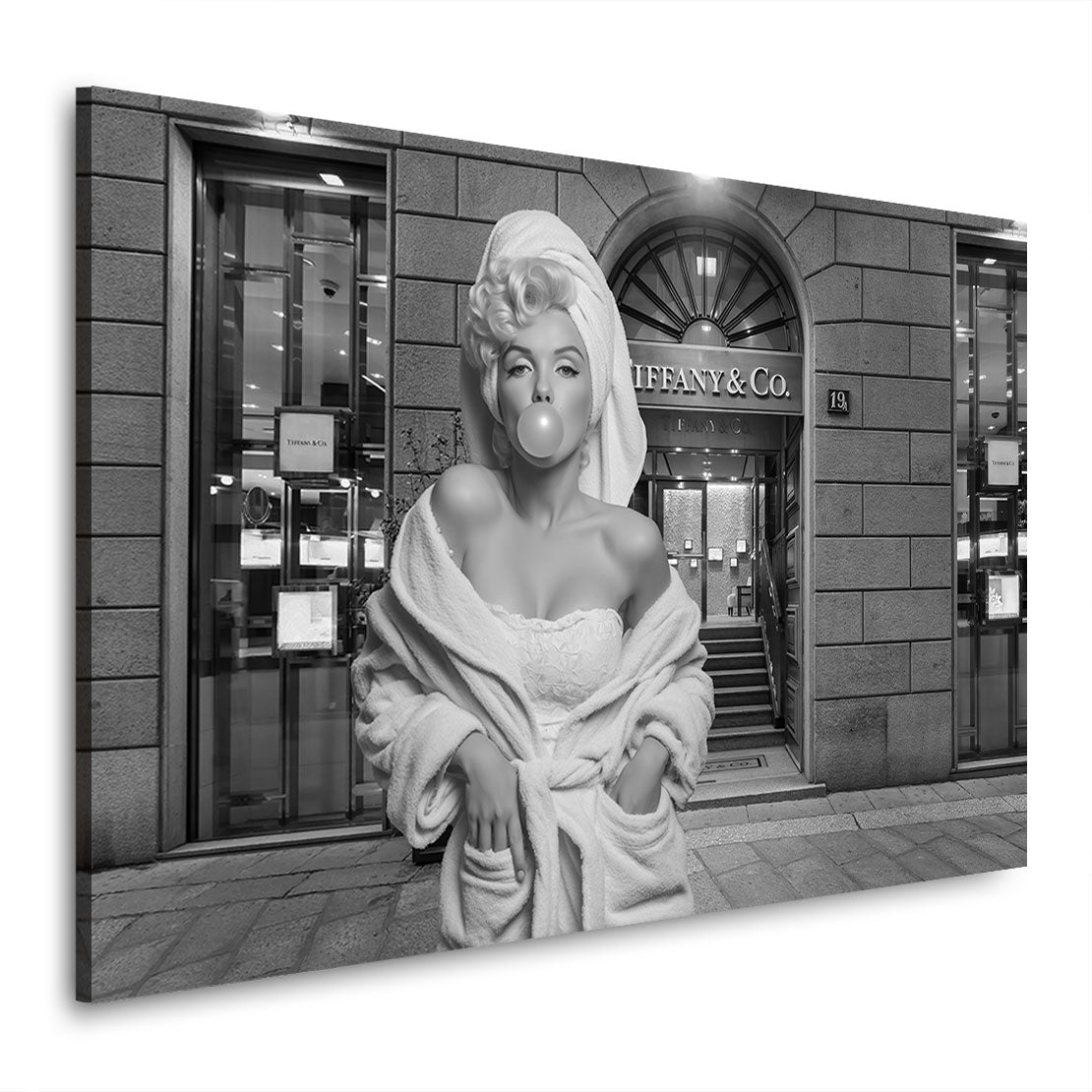 Marilyn Monroe Glam with Bubble Gum in SW Wandbild