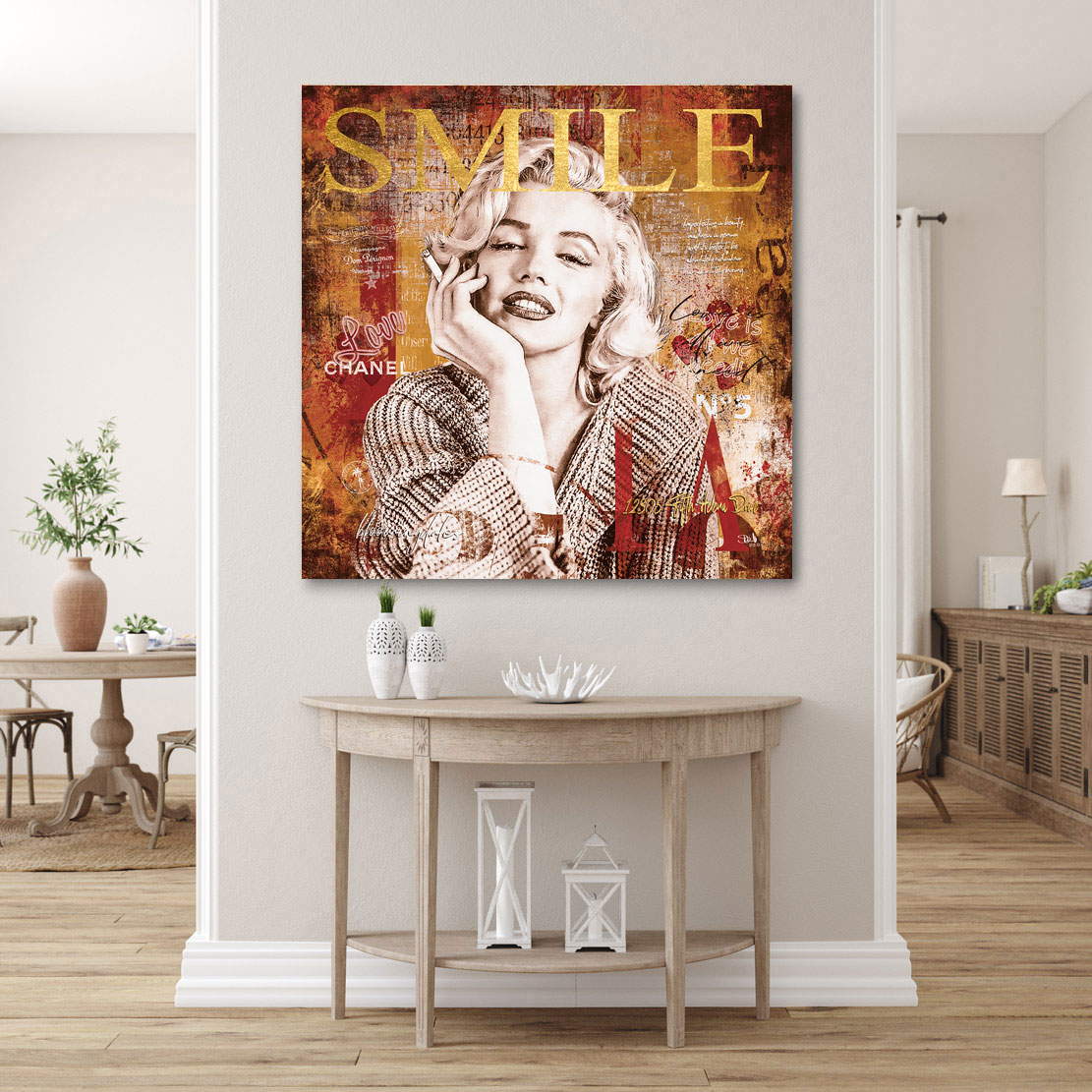 Wandbild Leinwandbild Marilyn Monroe Smile Retro Look