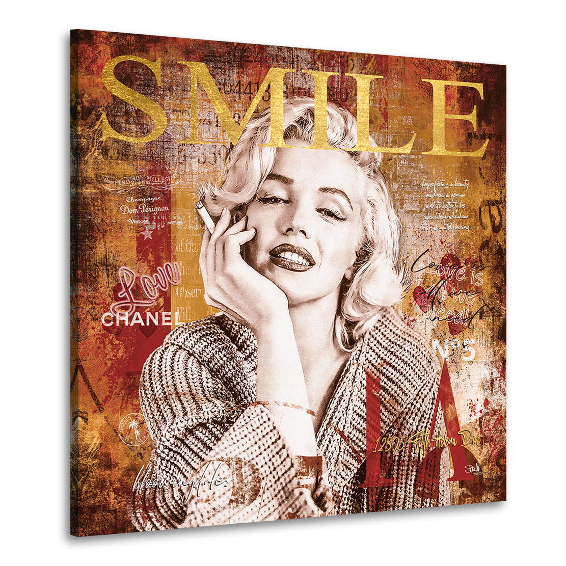 Wandbild Leinwandbild Marilyn Monroe Smile Retro Look
